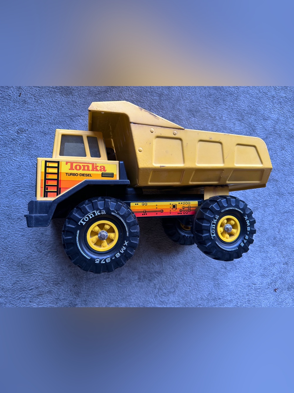 Vintage Tonka Yellow Dump Truck with Black Wheels